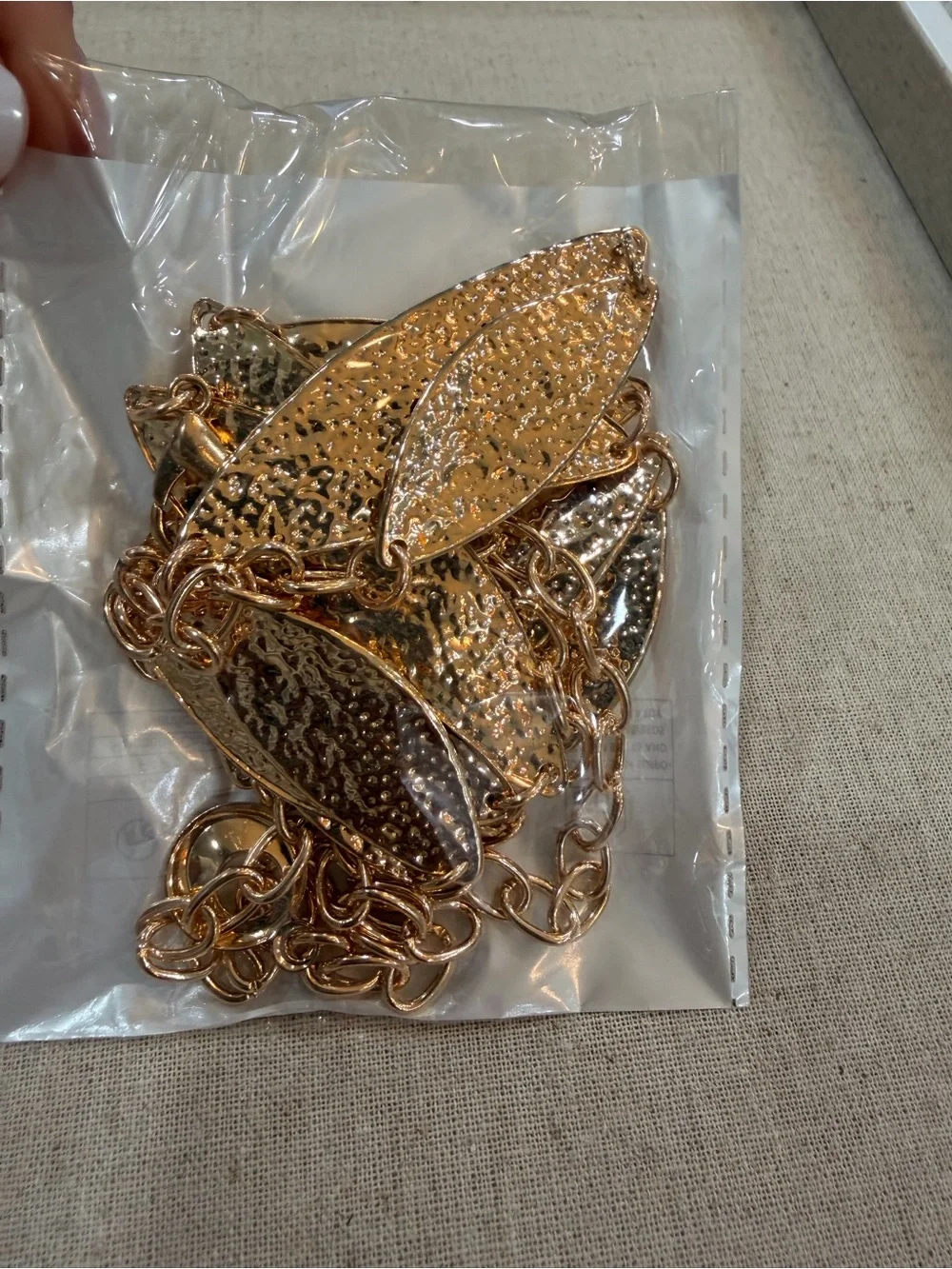 49 inch Textured Gold Leaf Chain Belt